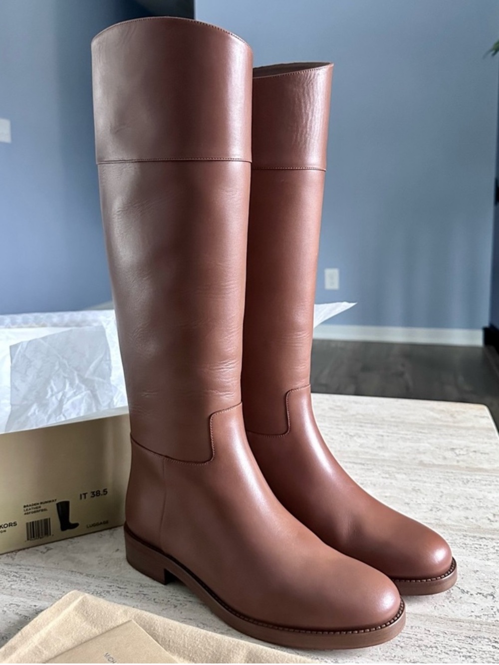 Michael Kors Collection Braden Runaway Leather Boots